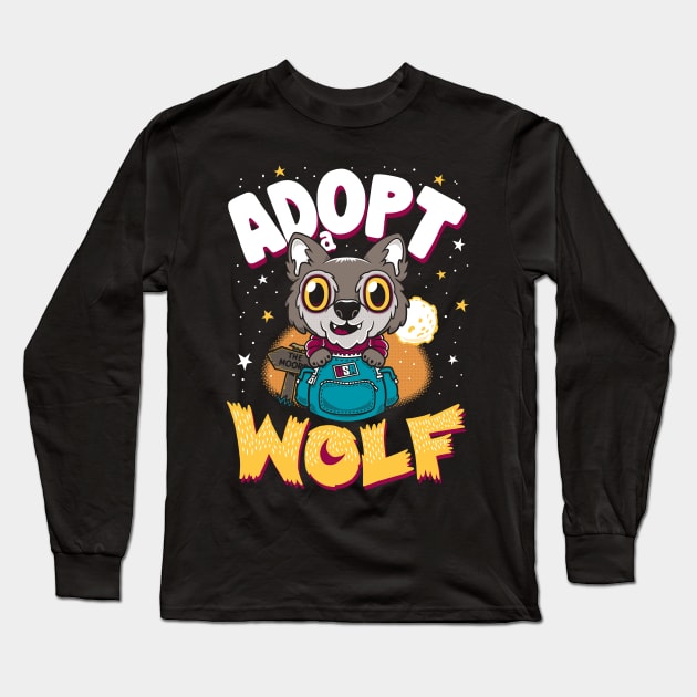 Adopt a Wolf- Creepy Cute Cartoon - Kawaii Werewolf Long Sleeve T-Shirt by Nemons